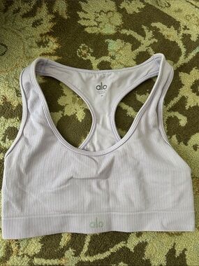 ALO Yoga Ribbed Racerback Sports Bra in Light Lavender